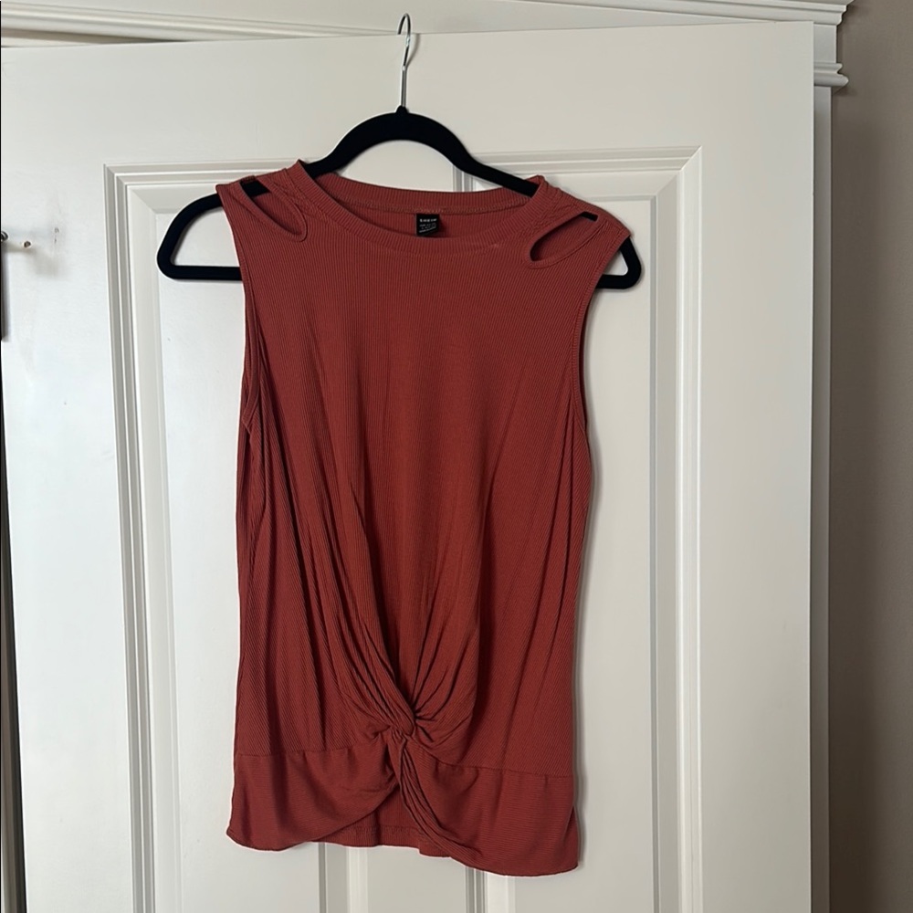 SHEIN Orange Tie Front Tank Top